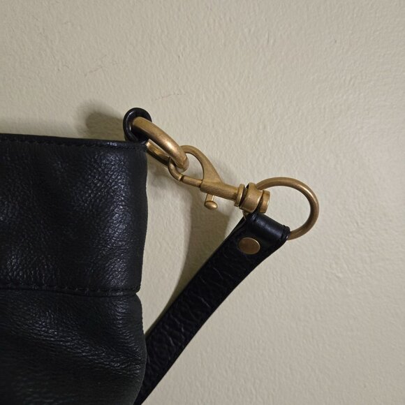 J.Crew Collection Black Leather Exhibitor Mega Tote Gold Hardware Top Handle - Picture 6 of 12